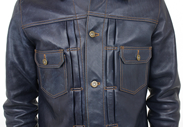 Ｇジャン2ndタイプレザージャケット インディゴホース(馬革/日本製）ファーストタイプとの一番の違いは胸ポケットが２個付いていることです。