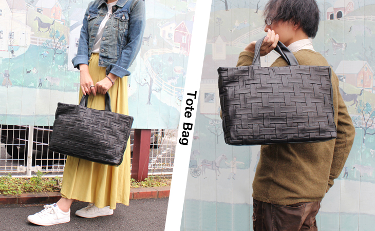 メッシュ風デザイン革を使用！軽さのあるトートバッグ（羊革/日本製）