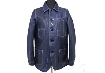 カバーオールジャケット インディゴホース(馬革/日本製）もともと作業着として用いられたワークジャケット。男らしいルックスが魅力です