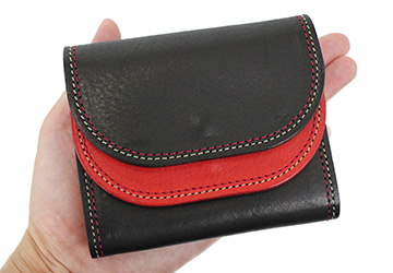 牛革ミニ財布 ツートンカラー(牛革/日本製）手のひらに収まるほどのコンパクトな財布です。