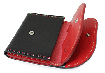 牛革ミニ財布 ツートンカラー(牛革/日本製）ポケットはダブルポケットになっています。