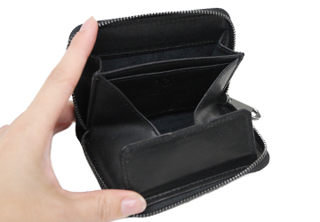 象革ラウンドファスナーミニ財布(象革/日本製）黒のインナーは黒です。