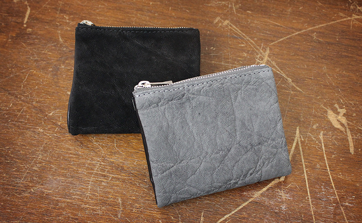 象革ダブルファスナー二つ折り財布(象革/日本製）