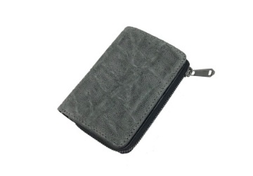 ゾウ革Ｌ字ラウンドファスナー二つ折り財布（象革/日本製）