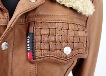 Schott（ショット）ヒッピージャケット（牛革）、左右の胸にメッシュのポケットがついています。