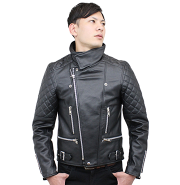 【美品】  HYKE / ハイク | 牛革 ダブル レザー ライダース ジャケット 裏地キルティング | 1 | ブラック | レディース