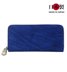 阿波正藍染めラウンドファスナー長財布（ゾウ革/日本製）
