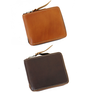 型崩れしない頑丈なラウンドジップ二つ折り財布 牛革 日本製 革製品専門店レザーハウス